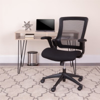Flash Furniture BL-LB-8803-GG Mid-Back Black Mesh Executive Swivel Chair with Molded Foam Seat and Adjustable Arms 